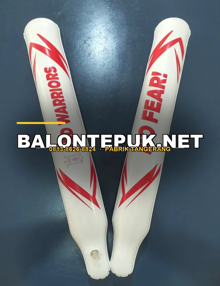 Balon Tepuk Sablon Red Warriors Bahan Putih Tulang - Bukti Dokumentasi Produksi Balontepuk.Net